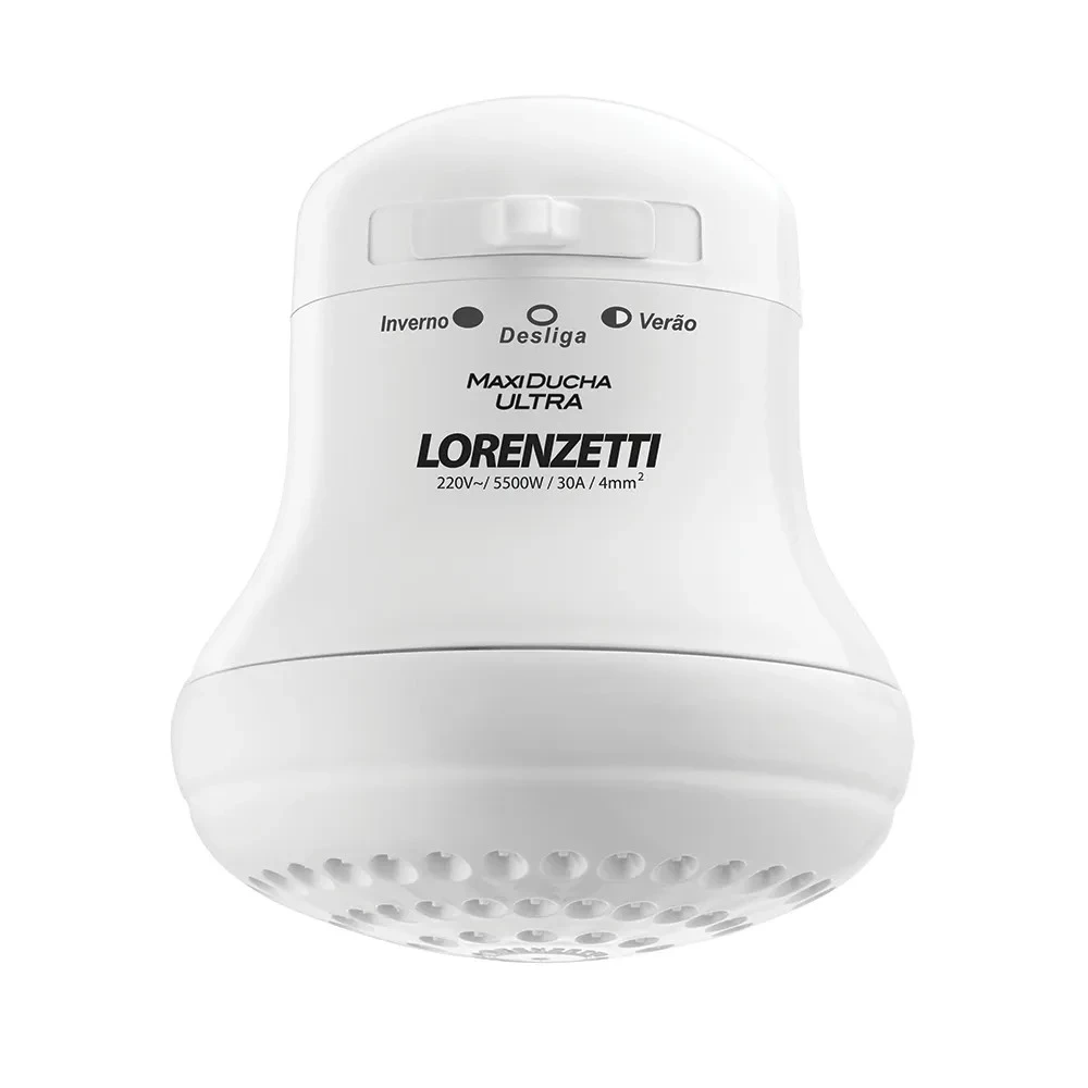 Aquecedor de água chuveiro Lorenzetti 220v MaxiDucha Ultra, ideal para banhos com controle de temperatura em sistemas de aquecimento residencial.